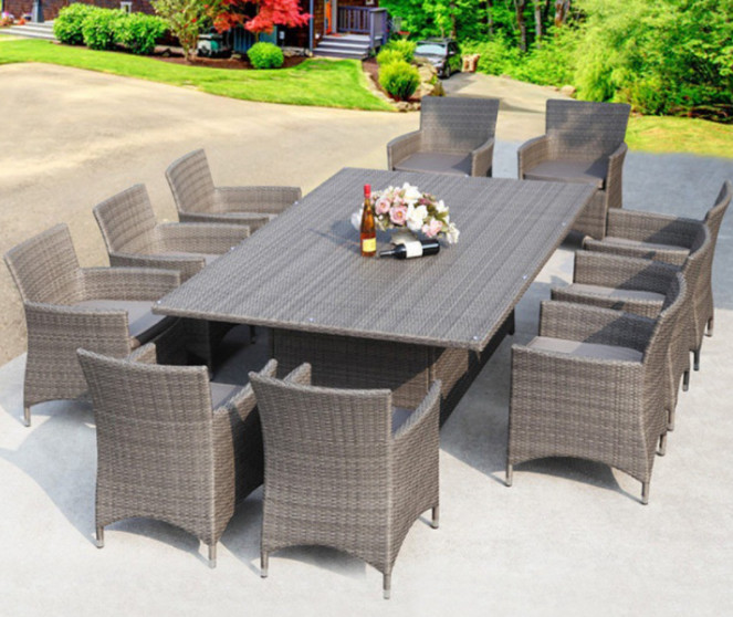 8 Seater 9 Seater Rattan Garden Furniture Sofa Dining Table Set Modern Rattan