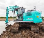 Green Used Kobelco Excavator Hydraulic SK210LC