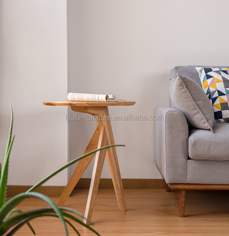 Vintage Round End Table Customized Designs for Coffee Side Table in Solid Wood Living Room Furniture