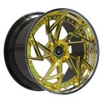 Polish Barrel +Gold Brush Disc Staggered 21 22 inches 2-PC Forged Alloy Rims 13J