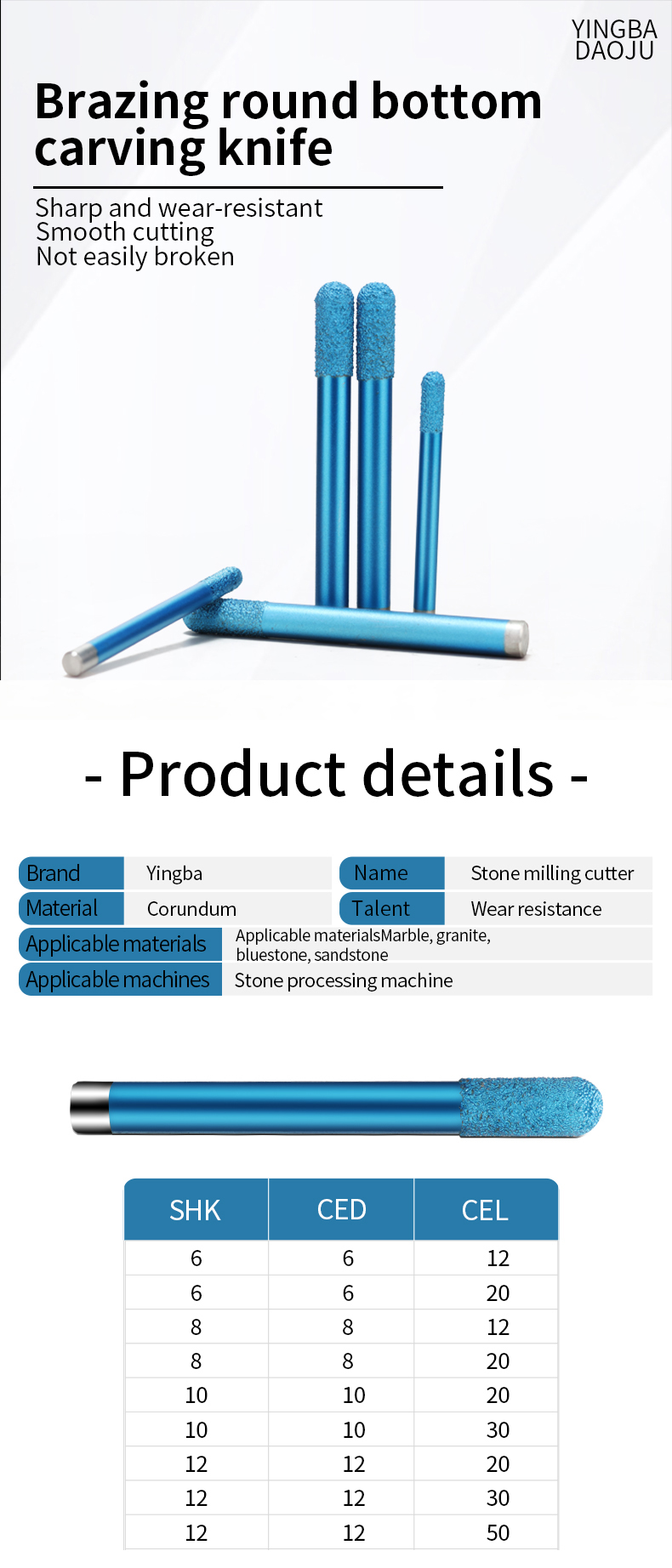 High Quality CNC Tools Circular Vacuum Brazed Stone Carving Drill Bits Diamond Core Drill Bits Coated Marble Carving Drill Bits