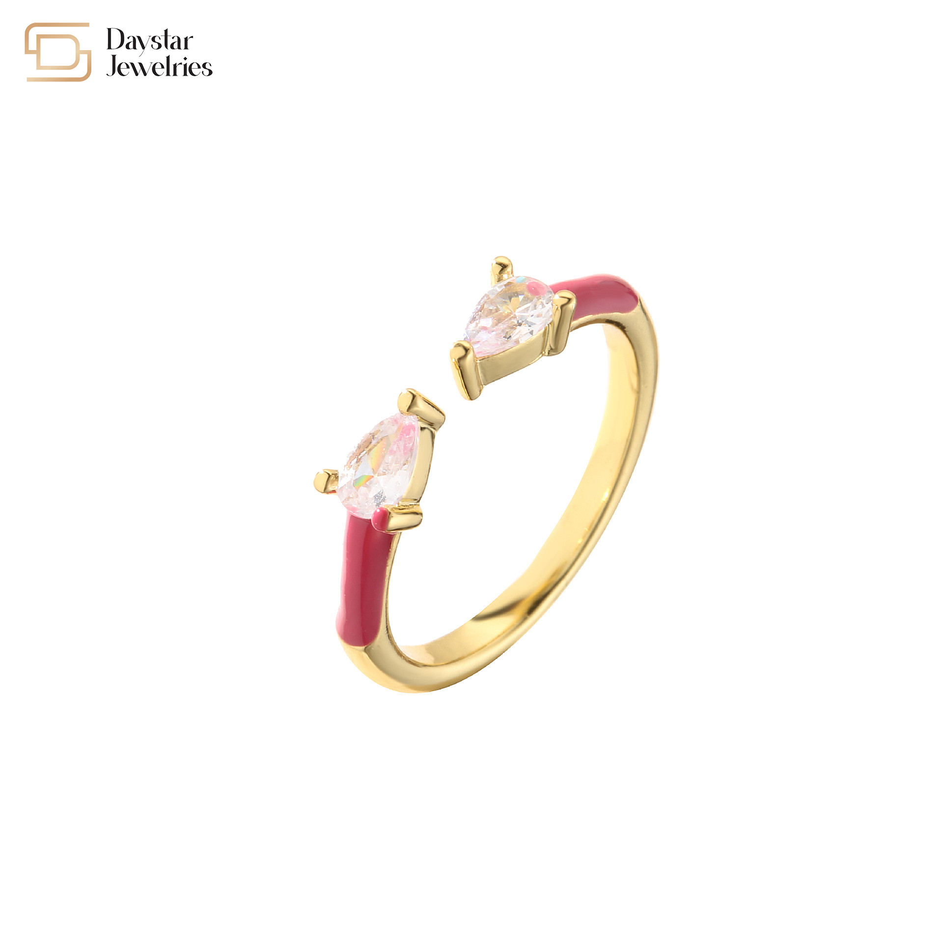 18k Gold Plated Adjustable Cubic Zirconia Water Drop Rings For Women Jewellery