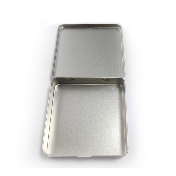 Two Pieces Cigar Tin Box With Hinge Silver Inside Rolled Out Lid