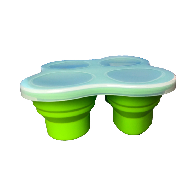 4 Cavities Silicone Kitchen Tool Baby Food Freezer Storage Trays With Lid