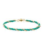 Stretchy Multi Beaded Bracelets Sets , Green Silver Seed Beads Bracelets