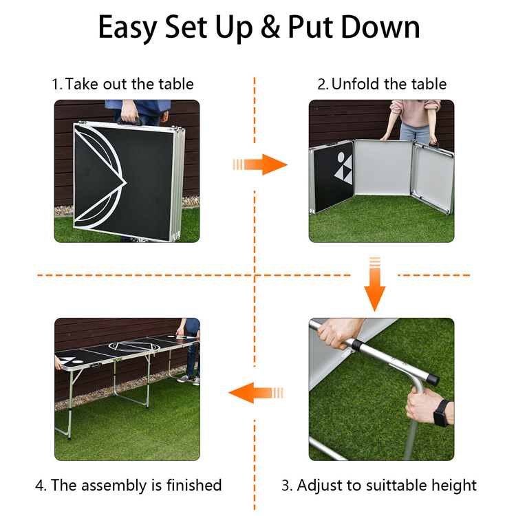 Outdoor Garden Bar Bistro Cafe Patio Party Portable Collapsible Metal Beer Pong Table