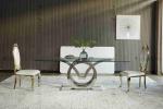 Seagulls Design Luxury Modern Glass Top Dining Table Set 4 Seater Stainless