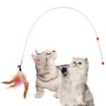 Colorful Interactive Cat Toys Wire Feather Bell Cat Tickling Stick With Logo