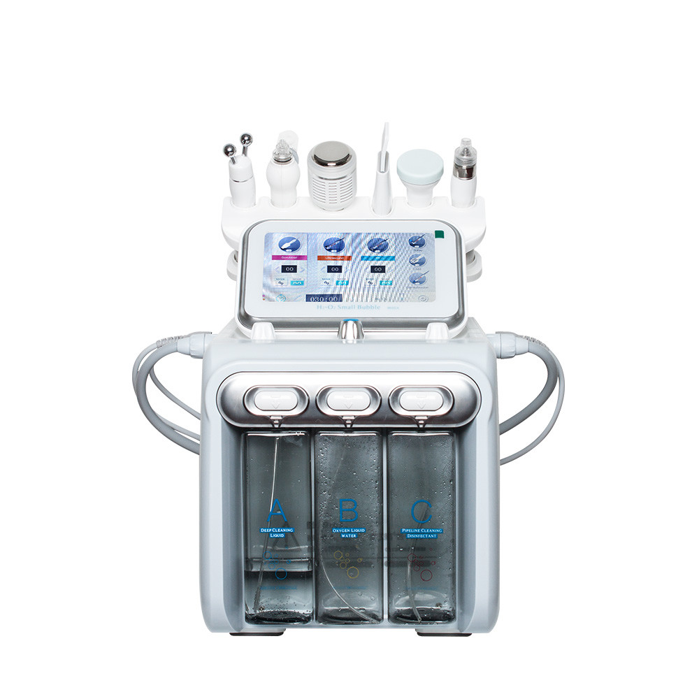 17 kg 430*380*380mm portable white hydrafacial machine with 6 handles for face cleaning and face lifting for spa