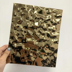 China AISI 304 PVD Color Yellow Titanium/Champagne Gold Water Wave Stainless Steel Metal Sheet factory