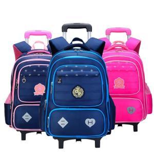 China Childrens Pull Rod Stair Climbing Kids School Bags With Wheels factory