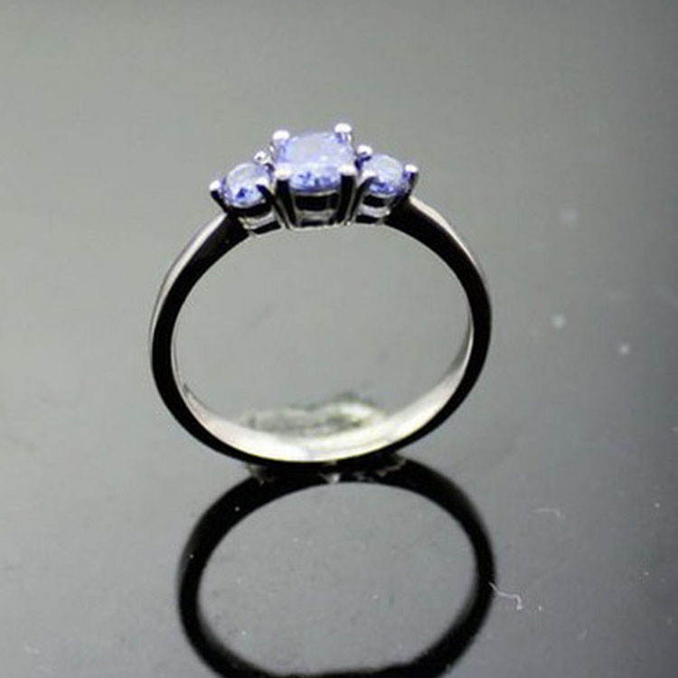 Women Jewelry 925 Silver Amethyst Three Gemstone Ring (JY003)