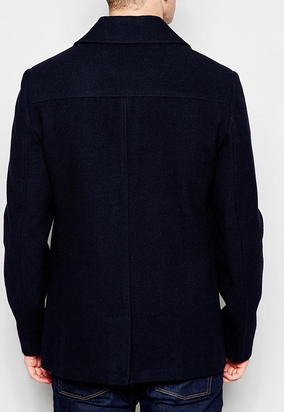 Plain Bulk Mens Flight Jacket With Functional Pockets Wool / Polyester Double Breasted