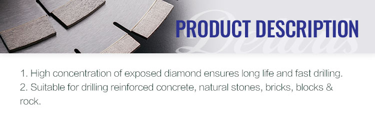 Diamond Segmented Core Drill Bit for Marble and Hard Stone Drilling 19-125mm Diameter