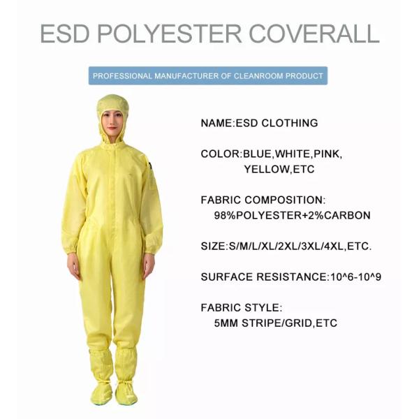 ESD Clean Room Clothes Worker Suit Anti Static Coverall 100D*100D
