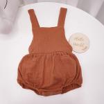 Summer Cotton Muslin Baby Clothes Sleeveless Romper Strap Pants With Pocket