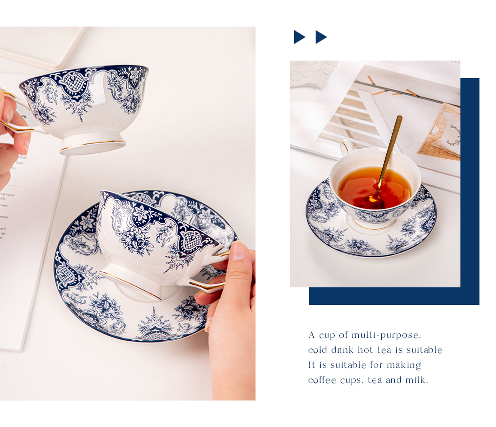 Stunning Blue And White Porcelain Tea Cup And Saucers 200ml Volume For Business Gifts