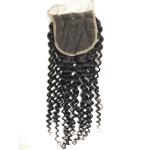 18 Inch Peruvian Kinky Curly Hair Bundles With Closure Natural Color