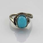Women Jewelry 8mmx10mm Oval Blue Topaz Cubic Zircon Sterling Silver Ring (R188)