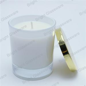China hot sale glass candle holder, candle jar with gold lid in worldwide factory
