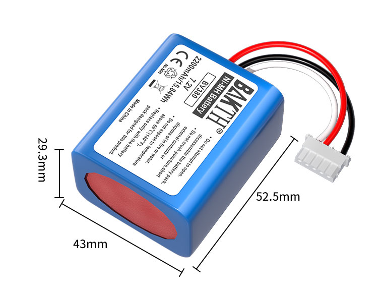 7.2V 2200mAh Nickel Metal Hydride Battery Pack Robotic Vacuum Cleaner Use 15.84wh