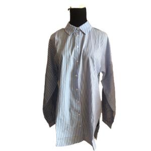 China Blue And White Striped Spring Turn Down Collar Shirt factory