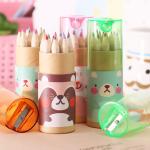 Pencil 12 Colored Pencils With Topper Sharpener Tube Packing Colorful Wooden