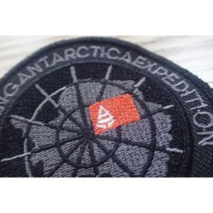 China Washable Black Polyester Custom Clothing Patches / Adhesive Embroidered Patches on sale