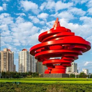 China Urban Landmark Metal Large Modern Outdoor Sculpture Abstract Polished factory