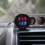 2 In 1 DC 12V Digital Car Voltmeter Thermometer Temperature Meter Battery