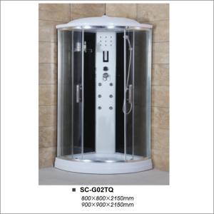 China Round Roof Chrome Profile Shower Cabin with Six Jets Shelf Hand Shower factory