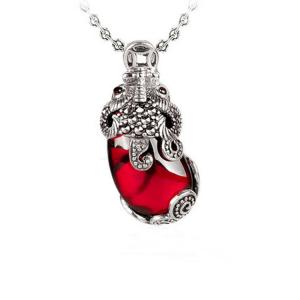 China Thai Sterling Silver Marcasite Red Cubic Zirconia Pendant Necklace(N12284) factory