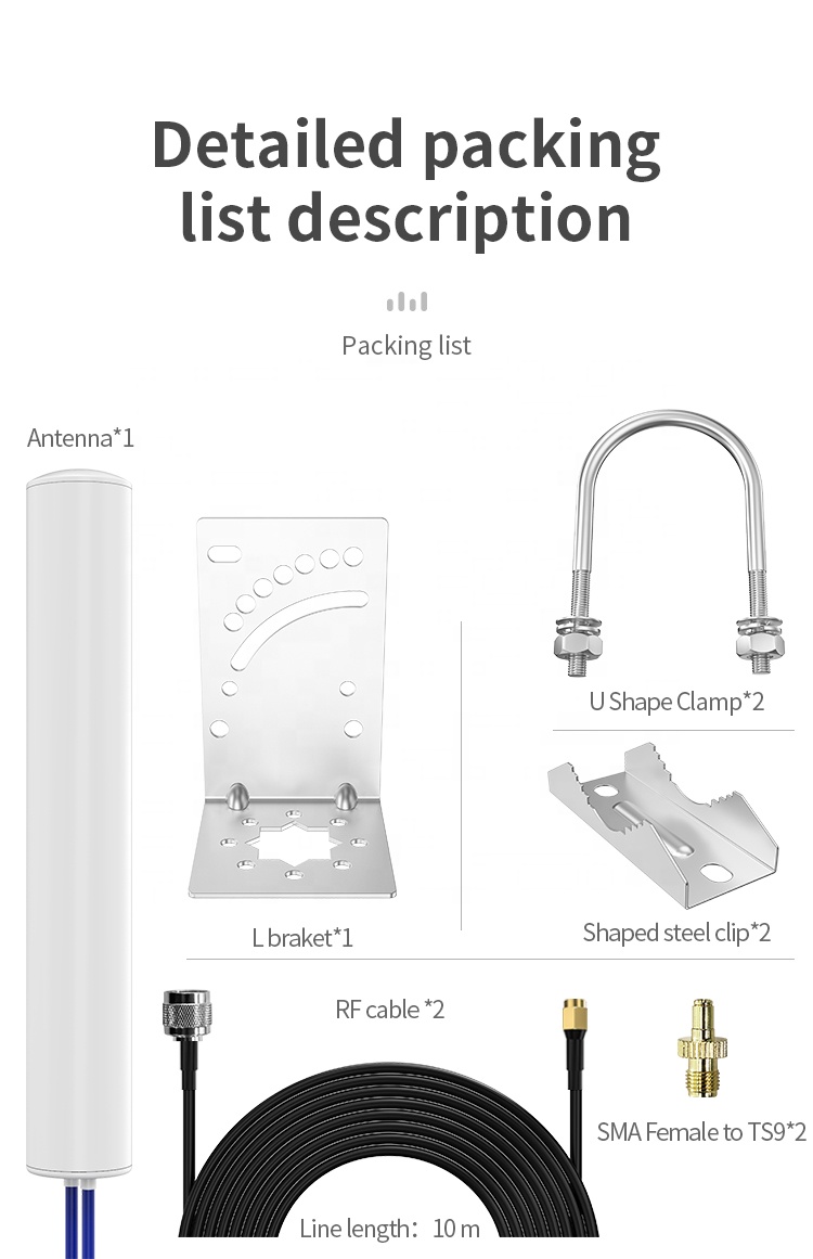 50km Long Range Wifi Outdoor Antenna with Vertical Polarization Type and TS9 Connector