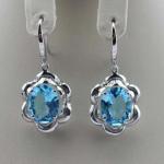 925 Sterling Silver Blue Topaz Cubic Zircon Dangle Drop Earrings (PSJ06345)