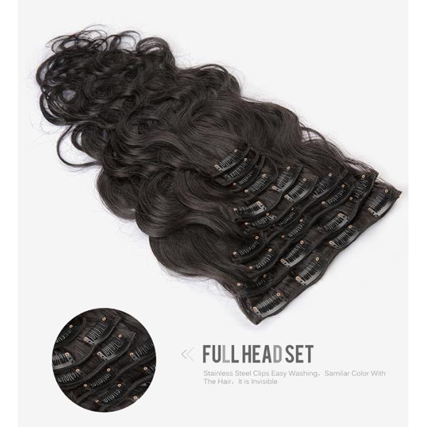 100 Human Hair Body Wave 18 Inch Curly Clip In Hair Extensions For Black Hair