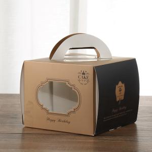 China Offset Printing SBS Board Cake Carrying Box With Transparent Window factory