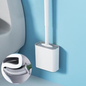 China Bendable Silicone Toilet Bowl Brush With Non Slip Plastic Handle factory