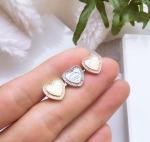 Heart Stud 925 Sterling Silver Hypoallergenic Silver Drop Cubic Zirconia