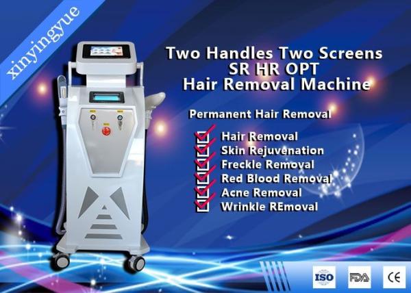 Two Handles Two Screen 2000W Permanent Painless Hair Removal And Skin Rejuvenati