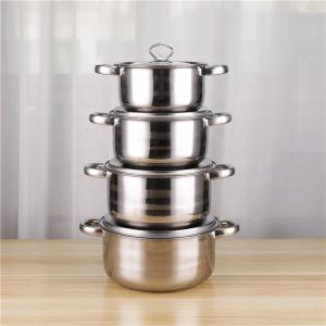 China Wholesale 8pcs Soup Stock Pot Set Non Stick Stainless Steel 410 Pots Set with Lid factory