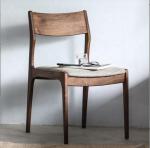 Stackable Upholstered Dining Chair Nordic Solid Walnut Wood for Modern Coffee