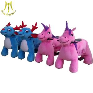 China Hansel electric plush toys amusement park rides kiddie ride on plush animal factory
