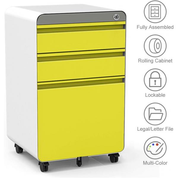 China 3 Drawer Movable File Cabinet Office Furniture Metal File Cabinet factory