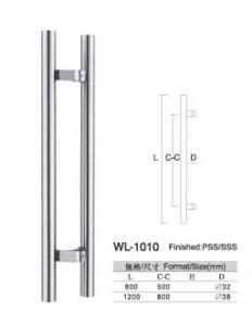 China entry door handles set L800 Round glass door handle pull and push WL-1010 chrome Stainless Steel factory