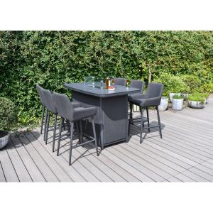 China Outdoor Luxury Bar Set Furniture Aluminum Garden Furniture Dining Set with Fire Pit 87kg factory