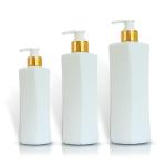 Eco Friendly HDPE Cosmetic Bottles With Metallic Golden Plastic Lotion Pump