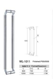 WL-1011 chrome Stainless Steelentry door handles set L800 L1200 Round glass door