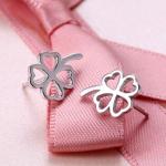 Fashion Korea Style Jewelry 925 Silver Plated Four Leaf Clover Flower Stud