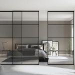Transparent Glass Partition Walls With Glass Sliding Door Environmentally