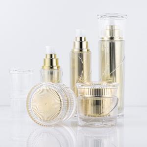 China 50g Cosmetic Packaging Sets Gold Empty Acrylic Pump Bottle Cosmetic Jar Suit factory